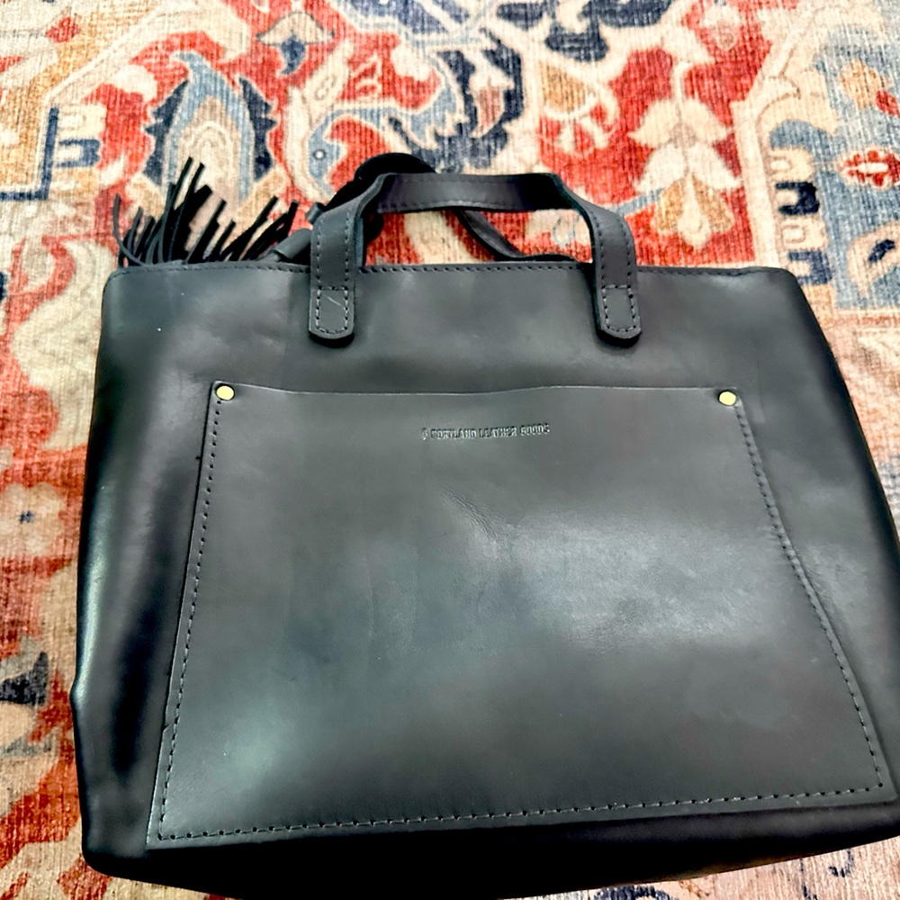 Black Portland Leather bag wallet and pencil or brush case carried once like new